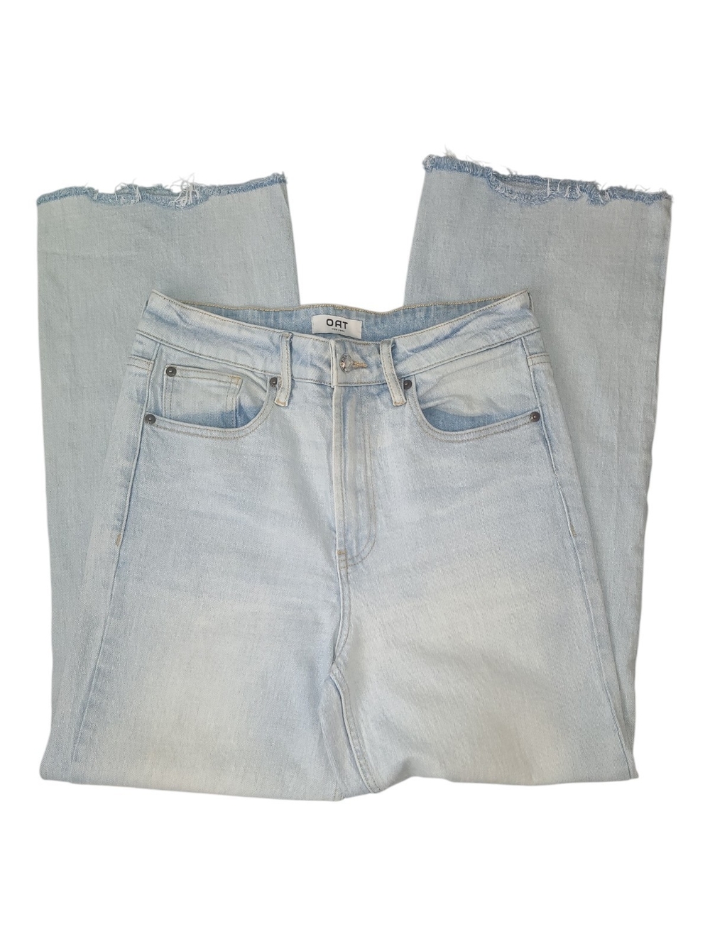 OAT New York Light Wash Wide Leg Frayed Hem Jeans